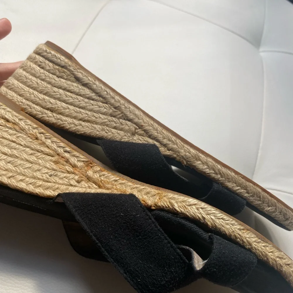 Vintage Black Espadrille Wedge Sandals